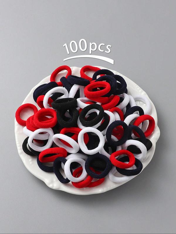 Simple Mixed Color Cute Elastic Hair Ties (100pcs), High Stretch Ponytail Holder, Casual Versatile Hair Accessories for Women & Girls