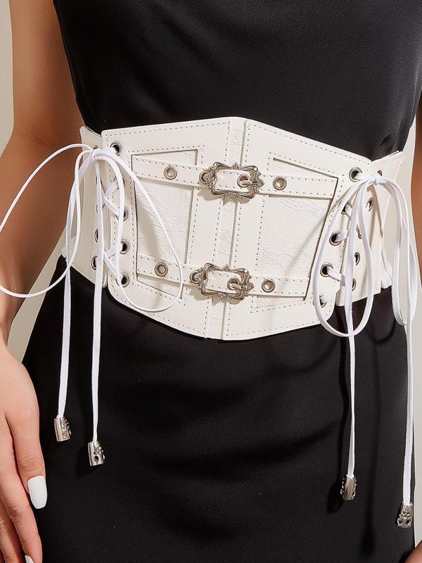 Punk Style Lace Up Wide Belt, 2024 Fashionable Summer New Elastic Waist Designer Belt for Party, Daily Clothing Decor, Trendy All-match Belt for Women, for Fall, for Fall