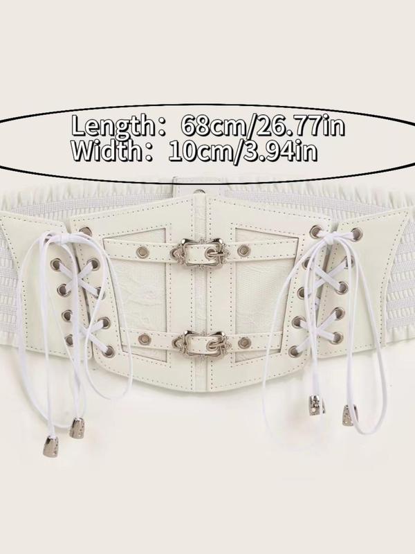 Punk Style Lace Up Wide Belt, 2024 Fashionable Summer New Elastic Waist Designer Belt for Party, Daily Clothing Decor, Trendy All-match Belt for Women, for Fall, for Fall