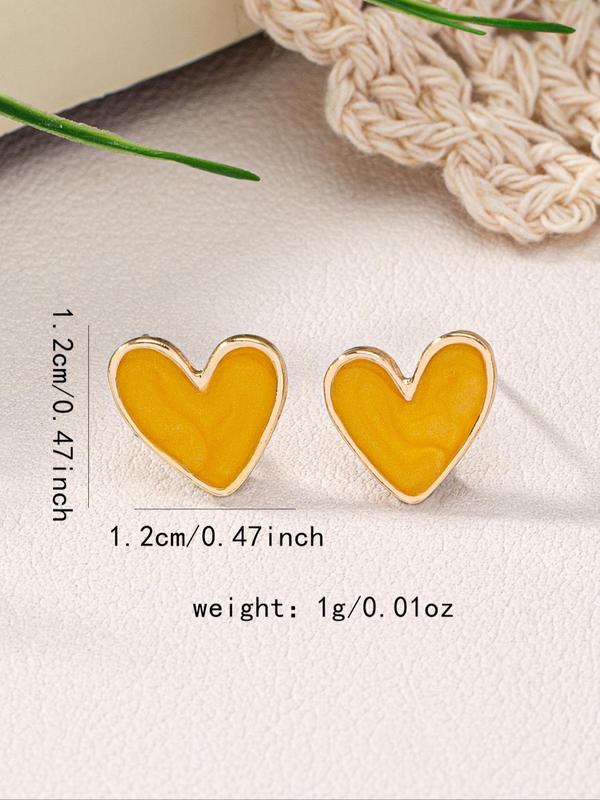 Cute Colorful Heart Shaped Stud Earrings, 7 Pairs Fashionable  Elegant Stud Earrings for Women & Girls, Trendy All-match & Exquisite Jewelry for Birthday Gift