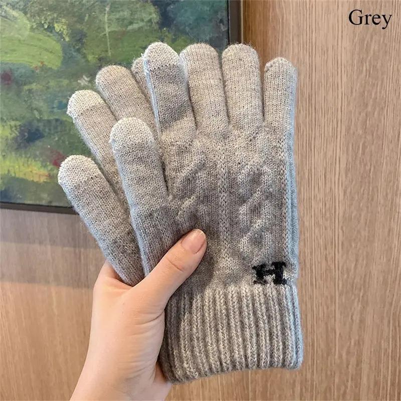 New High Quality Wool Gloves Autumn Winter Men Knitted Gloves Touch Screen Gloves Solid Color Mittens Warm Riding Driving Gloves