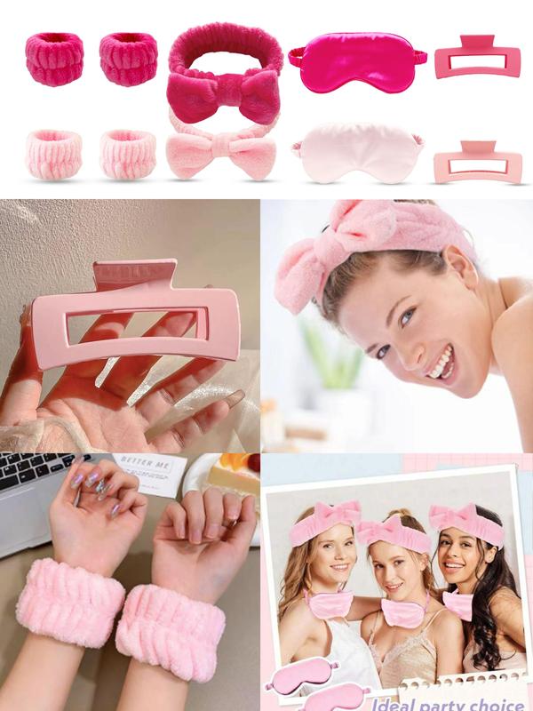 Women's Elegant Solid Color Hair Accessories Set, Including Hair Claw, Hair Band, Wristband, Blackout Eye Mask, Fashion Hair Accessories for Women & Girls