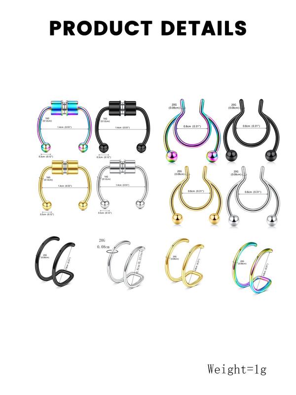 Punk Magnetic Nose Rings, 2024 Nose Cuff, New Fashionable Body No Piercing Jewelry for Men & Women, Streetwear Goth Accessory for Musical Festival Use