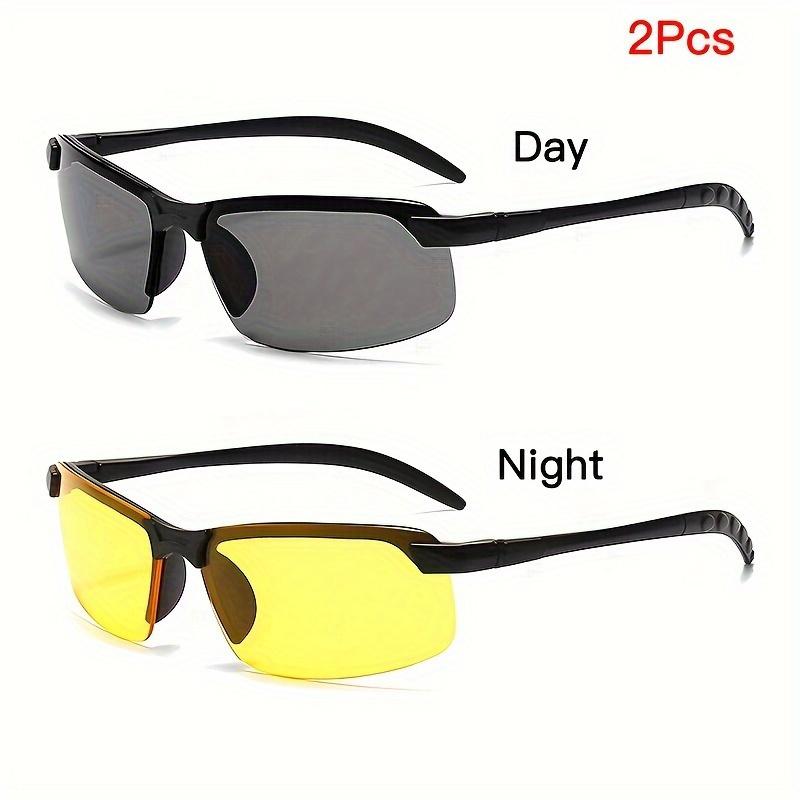 1 2pcs Pro Night Vision Driving Glasses - Enhance Visibility, Anti-Glare, Semi Rimless Design, UV400 Protection, Comfortable Eyewear for Safe Nighttime Driving and Motorsport Enthusiasts