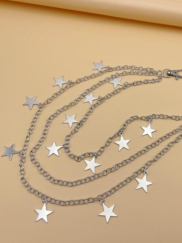 Unisex Punk Style Star Decor Layered Pants Chain, Casual Trendy Belt Body Chain, Fashionable Accessories for Daily & Party Decoration