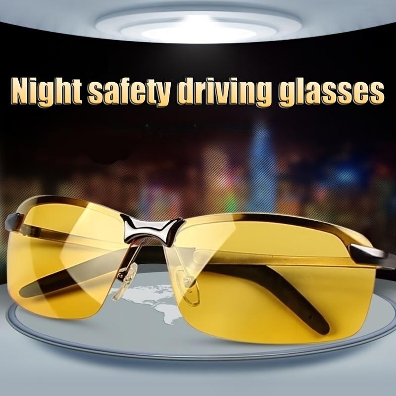 1 2pcs Pro Night Vision Driving Glasses - Enhance Visibility, Anti-Glare, Semi Rimless Design, UV400 Protection, Comfortable Eyewear for Safe Nighttime Driving and Motorsport Enthusiasts