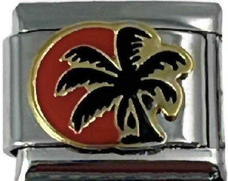 Italian Charm Link Palm Tree with Sunset 9mm