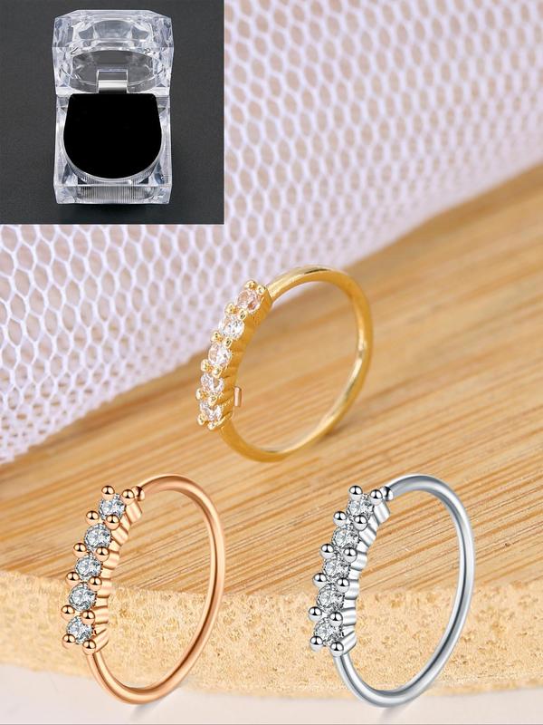 Unisex Punk Rhinestone Decorated Nose Ring, Elegant Trendy Hoop Nose Ring, Fashionable Nose Piercing Jewelry Body Jewelry, Women & Men Accessories for Daily & Party Decoration Y2K