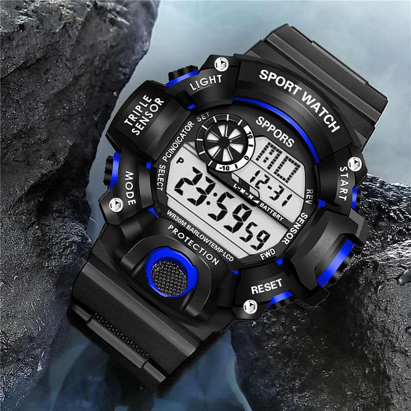 Men's Watch Digital Sports Electronic Wristwatch Large Dial Multifunctional Waterproof Luminous Alarm Male's Bracelet