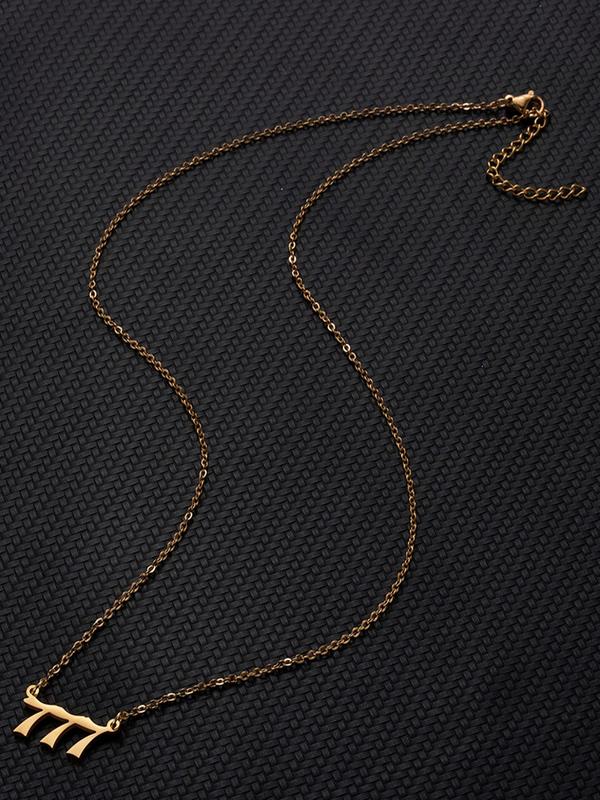 Fashion Lucky Number Pendant Necklace, Elegant Clavicle Necklace, Collarbone Chain Necklace, Fashion Accessories for Men & Women