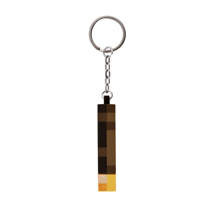 Anime Keychains Minecraft Brownstone Torch Lamp Key ring for Game Fans Gifts USB Charging Port Gaming Decoration Gadgets