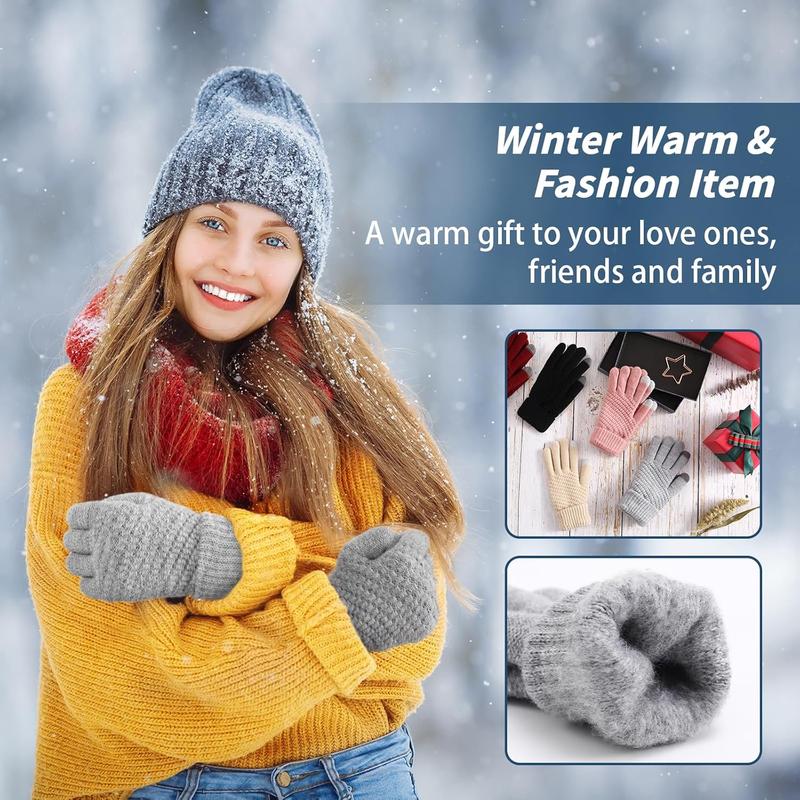 Winter Gloves Womens, Touchscreen Gloves for Women, Warm Gloves with Elastic Cuff Knit Gloves for Cold Weather