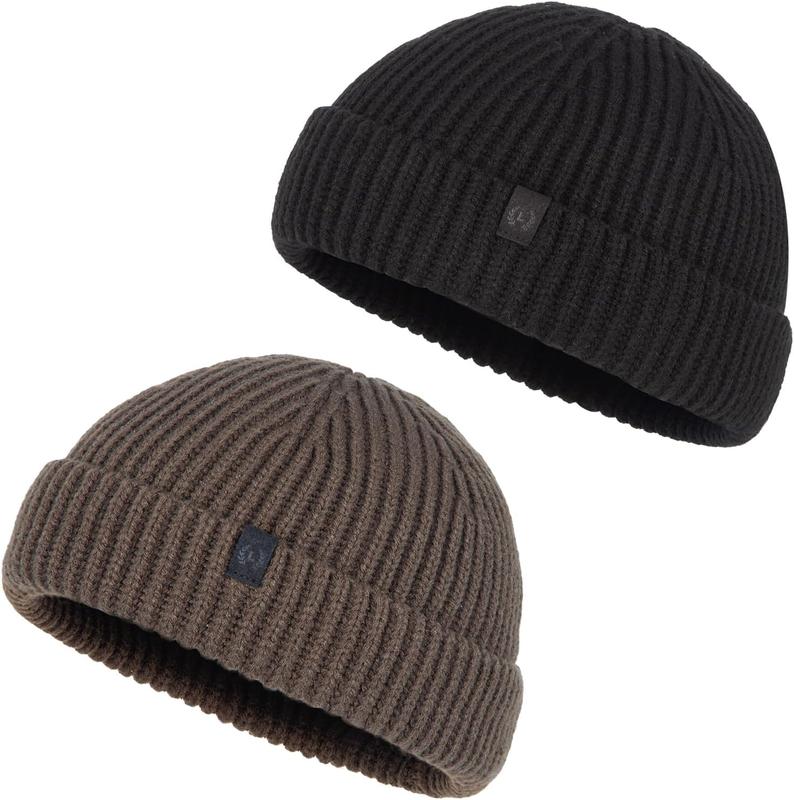 2 Pack Fisherman Beanie Winter Trawler Beanie Fashion Watch Hat Regular Skull Cap for Men Women