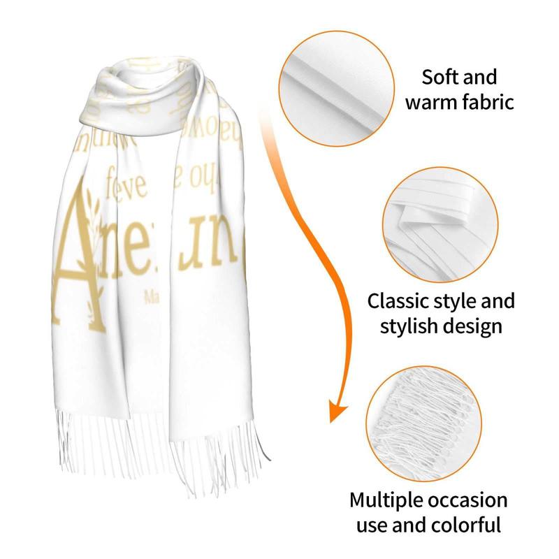 Presents for Women,White Religious Christian Jesus Loves Me Bible Verse Fringe Pashmina Shawl Wrap for Bridal Wedding Party