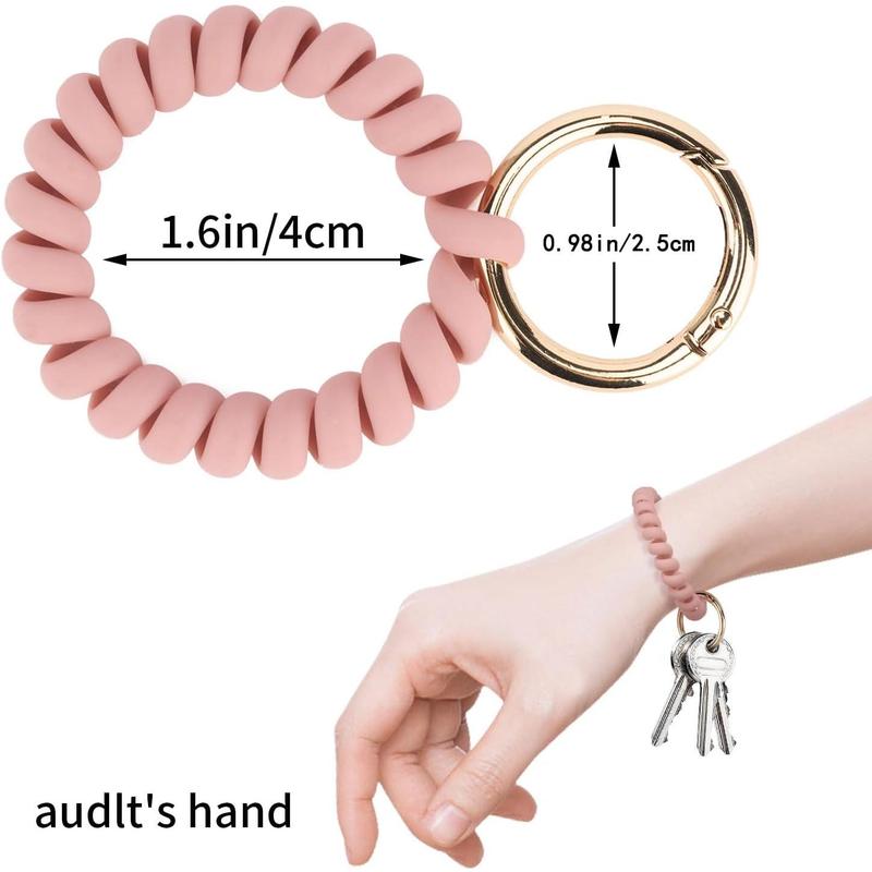 6PCS Wristlet Keychain, Colorful Spiral Coil Hair Tie for Women, Sauna Accessaries Wrist Coil Key Ring Key Holder