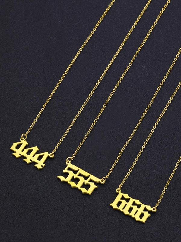 Fashion Lucky Number Pendant Necklace, Elegant Clavicle Necklace, Collarbone Chain Necklace, Fashion Accessories for Men & Women