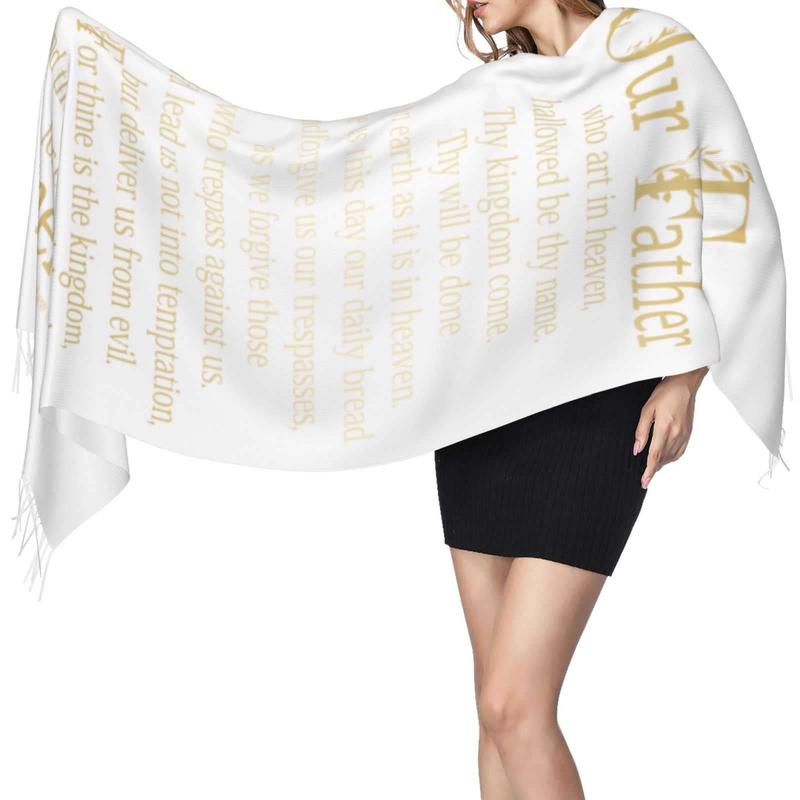 Presents for Women,White Religious Christian Jesus Loves Me Bible Verse Fringe Pashmina Shawl Wrap for Bridal Wedding Party