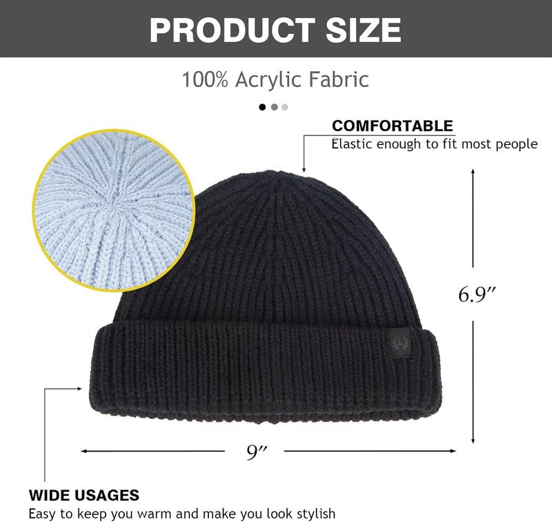 2 Pack Fisherman Beanie Winter Trawler Beanie Fashion Watch Hat Regular Skull Cap for Men Women