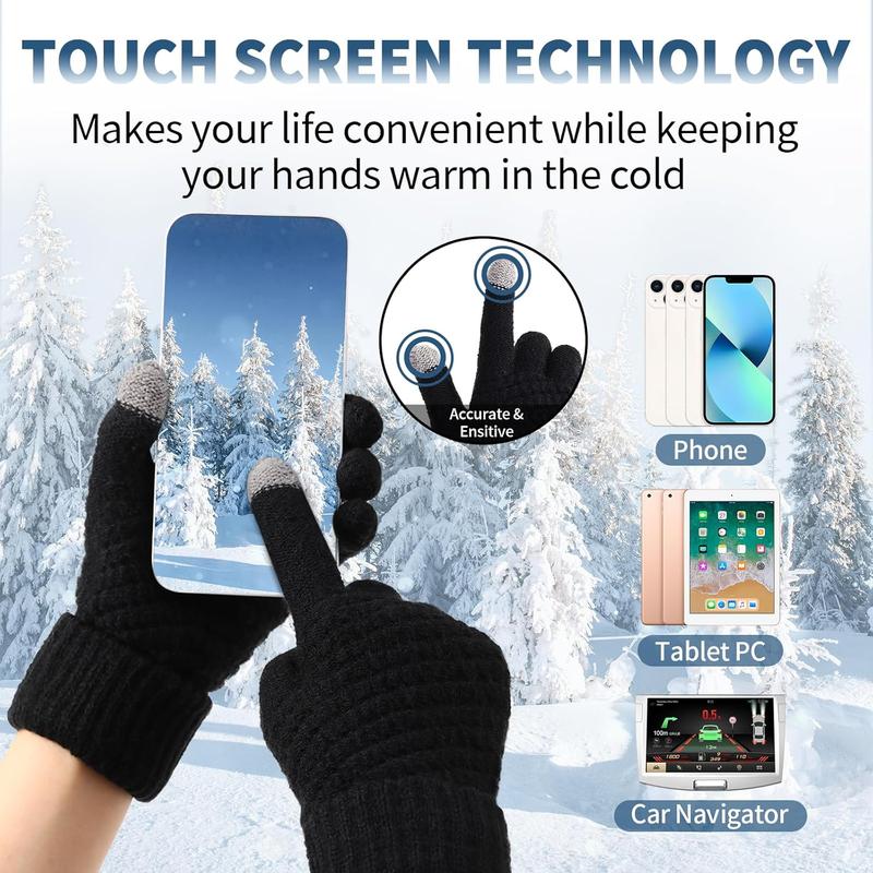 Winter Gloves Womens, Touchscreen Gloves for Women, Warm Gloves with Elastic Cuff Knit Gloves for Cold Weather