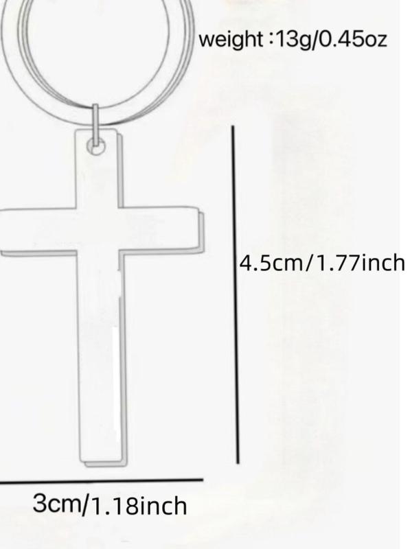 Stainless Steel Cross Keychain, Letter Pattern Keychain for Men & Women, Trendy All-match & Exquisite Keychain for Birthday Gift