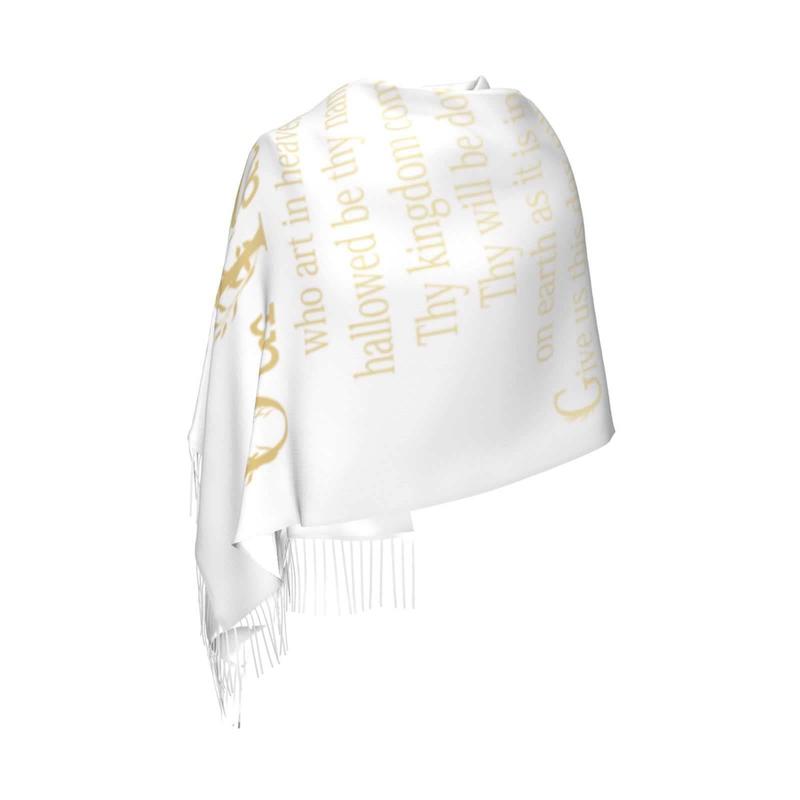 Presents for Women,White Religious Christian Jesus Loves Me Bible Verse Fringe Pashmina Shawl Wrap for Bridal Wedding Party