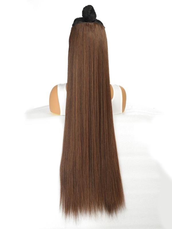 20 24 28 32 40 Inch Long Straight Synthetic Hair Extension, Clip-in Hair Extensions For Women, Heat Resistant Natural Looking Hairpiece For Daily Use