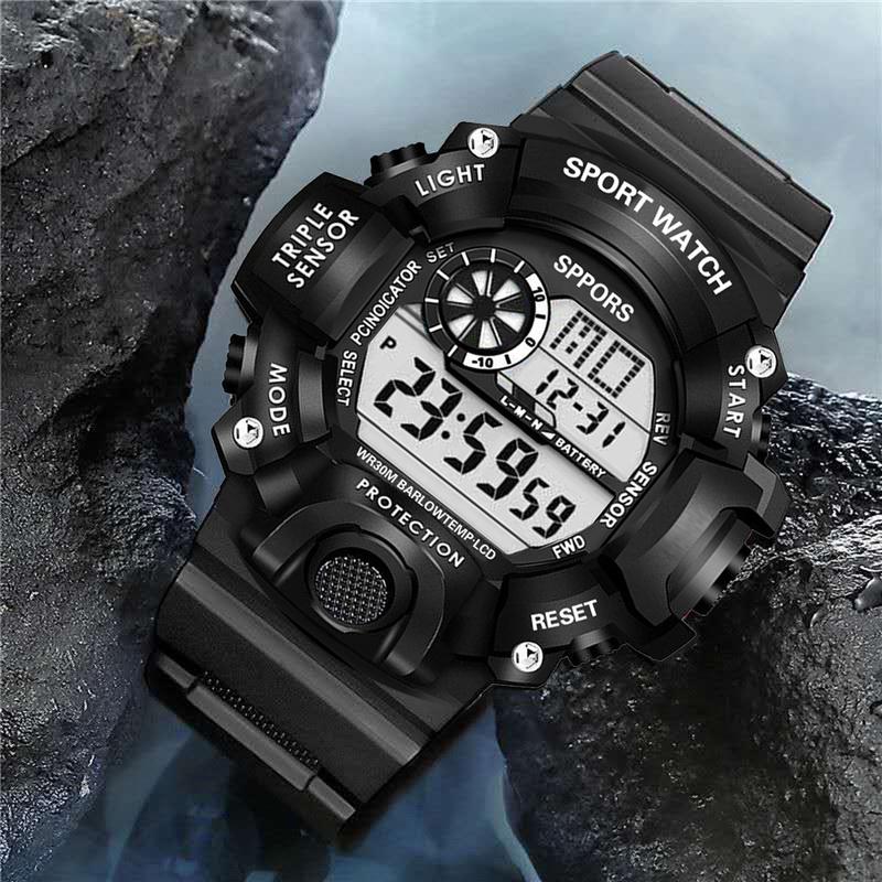 Men's Watch Digital Sports Electronic Wristwatch Large Dial Multifunctional Waterproof Luminous Alarm Male's Bracelet