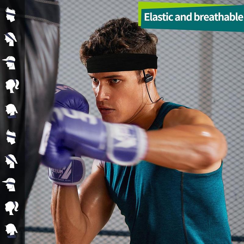 8 Pack  Headbands for Men, Elastic Soft Fabric Non-Slip Hair Bands Hair Warp Running Cycling  Tennis Basketball Daily Workout