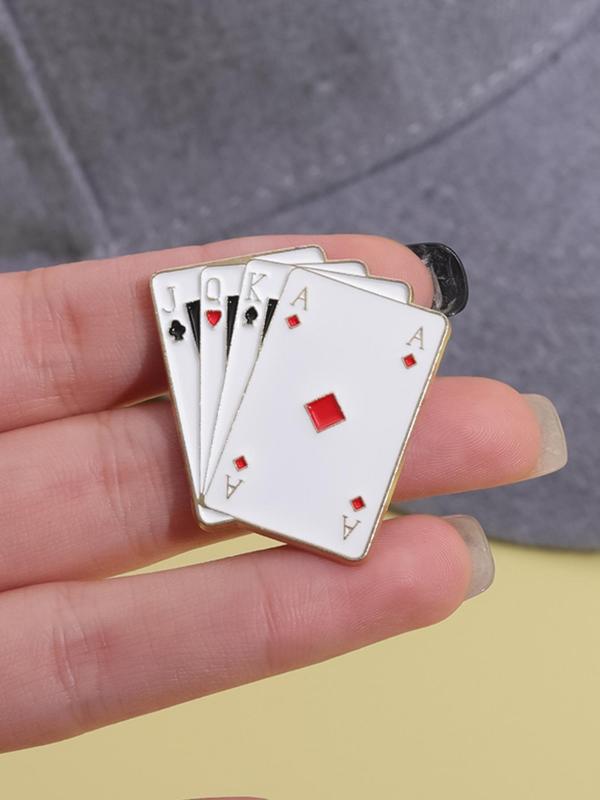 Playing Card Design Brooch, Creative Fashion Alloy Badge, Clothes Accessories for Men & Women for Daily Life