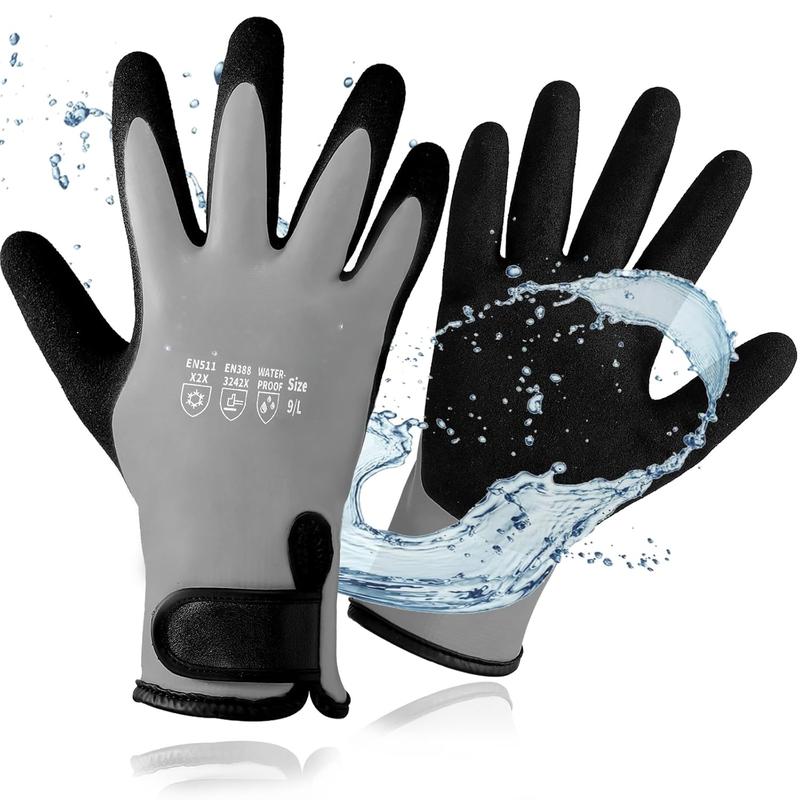 Waterproof Gloves for Men & Women,Winter Work Gloves for Cold Weather,Waterproof Work Gloves with Grip,Winter Freezer Gloves for Working,Gardening, Fishing, Construction Worker (Grey,Medium)