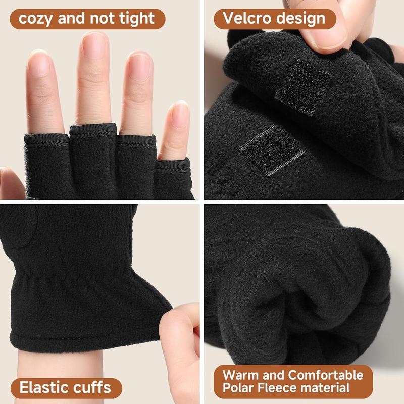 Winter Convertible Gloves Flip Top Mittens Warm Polar Fleece for Winter Running Texting Photographing for Men Women