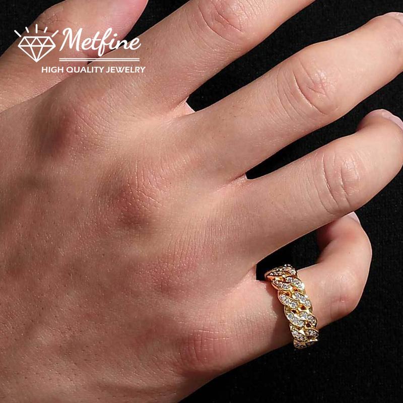 Hip hop Cuban chain ring Gold plated women men's fashion Ring Everyday jewelry