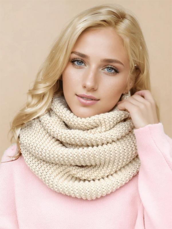 Unisex Knit Infinity Scarf Minimalist Monochrome Pullover Neck Gaiter Autumn Winter Thickened Warm Neck Cover