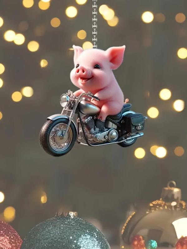 Cute Piggy & Motorcycle Design Hanging Ornament, Cute Keychain for Car Keys & Bag & Car Decor, Versatile Novelty Hanging Pendant for Daily Decor