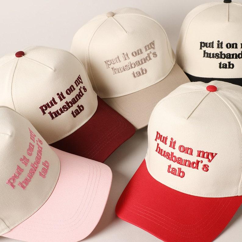 put it on my husband's tab Embroidery hat, Funny Cap, Trendy Gift, Summer Trucker Hat, Country Festival Outfit, Embroidered Baseball Cap, Gift Idea 2024