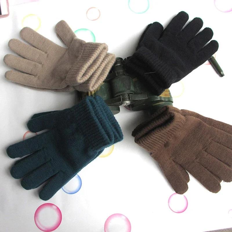 Women Plush Knitted Gloves Autumn Hand Warmer Winter Thicken Lining Full Fingered Mittens Skiing Short Wrist Warm Unisex