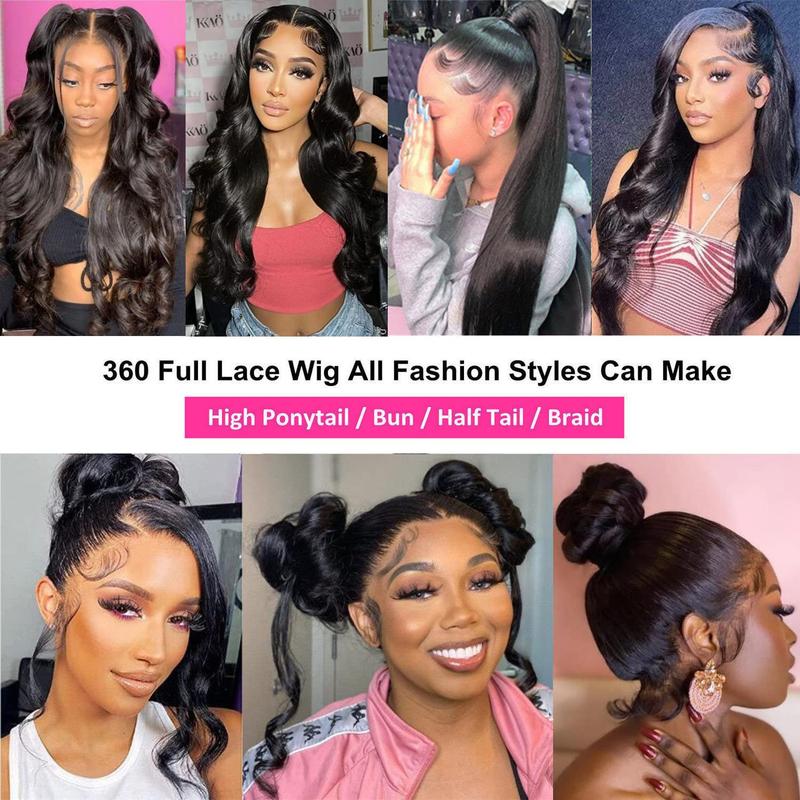 Bling Hair Fashion Body Wave 360 Lace Front Wigs Human Hair 360 Full Lace Frontal Wigs Human Hair Pre Plucked with Baby Hair Brazilian Virgin Hair Body Wave 360 HD Lace Front Wigs Human Hair Wigs