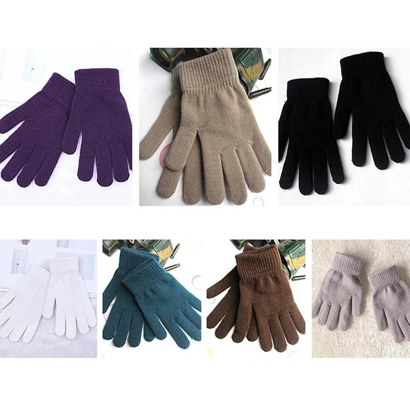 Women Plush Knitted Gloves Autumn Hand Warmer Winter Thicken Lining Full Fingered Mittens Skiing Short Wrist Warm Unisex