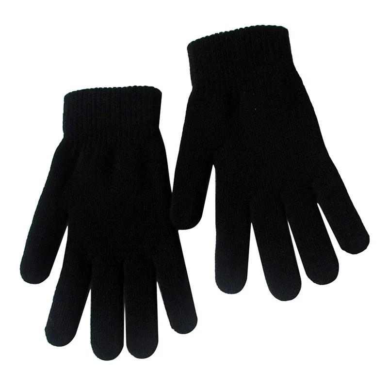 Women Plush Knitted Gloves Autumn Hand Warmer Winter Thicken Lining Full Fingered Mittens Skiing Short Wrist Warm Unisex