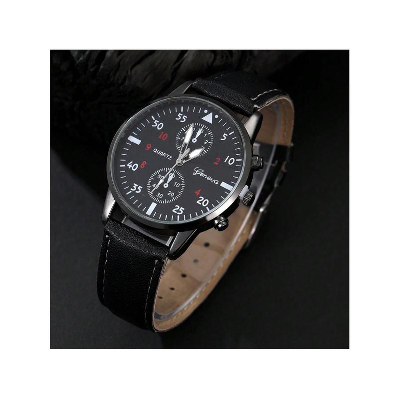 3pcs Set Fashionable Men's PU Leather Quartz Watch With Wallet And Sunglasses, Ideal Gift Set