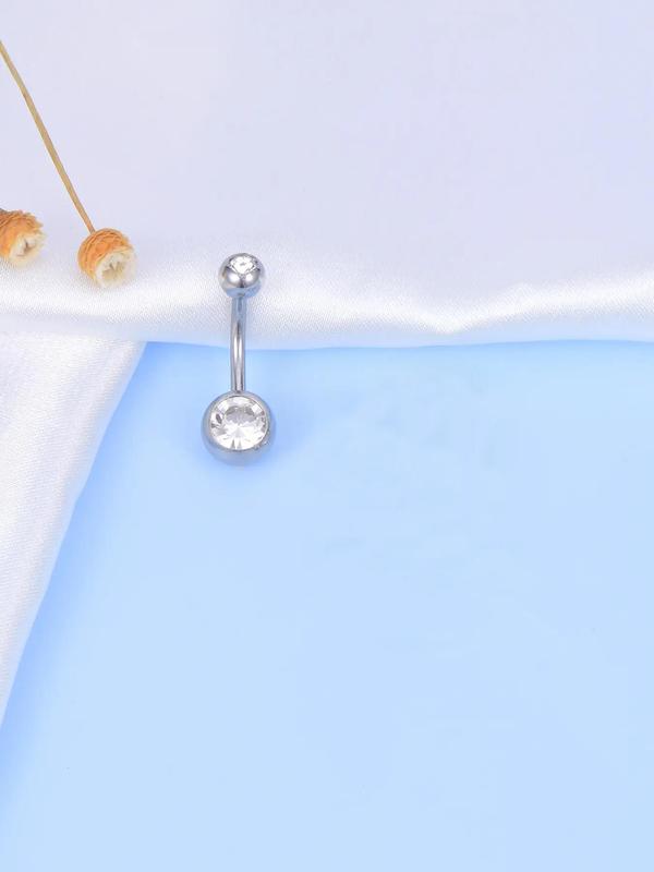 Rhinestone Decor Ball Design Belly Rings, 16pcs set Fashion Belly Piercing Jewelry for Women & Girls for Party, Daily Clothing Decor, Trendy All-match & Exquisite Body Jewelry for Birthday Gift