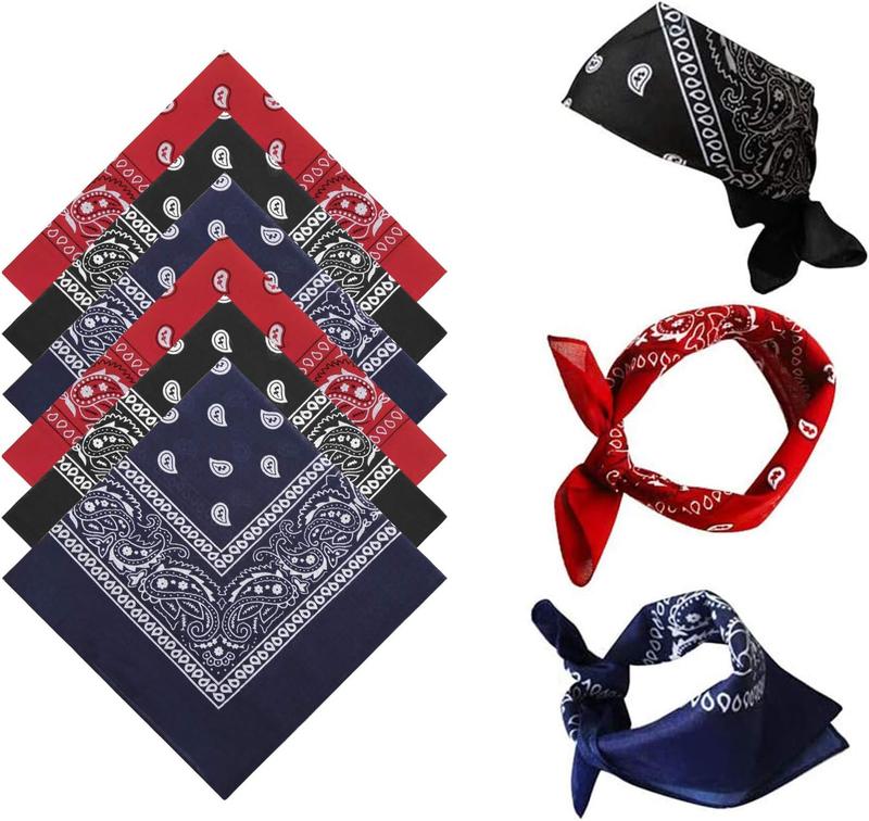 Novelty Paisley Large Bandanas 12 Pack  Cotton Cowboy Bandana for Men