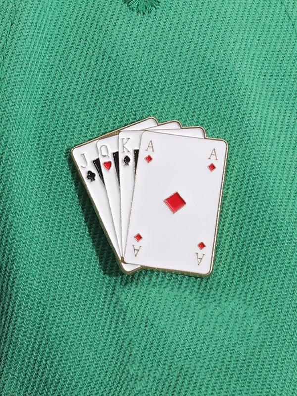 Playing Card Design Brooch, Creative Fashion Alloy Badge, Clothes Accessories for Men & Women for Daily Life