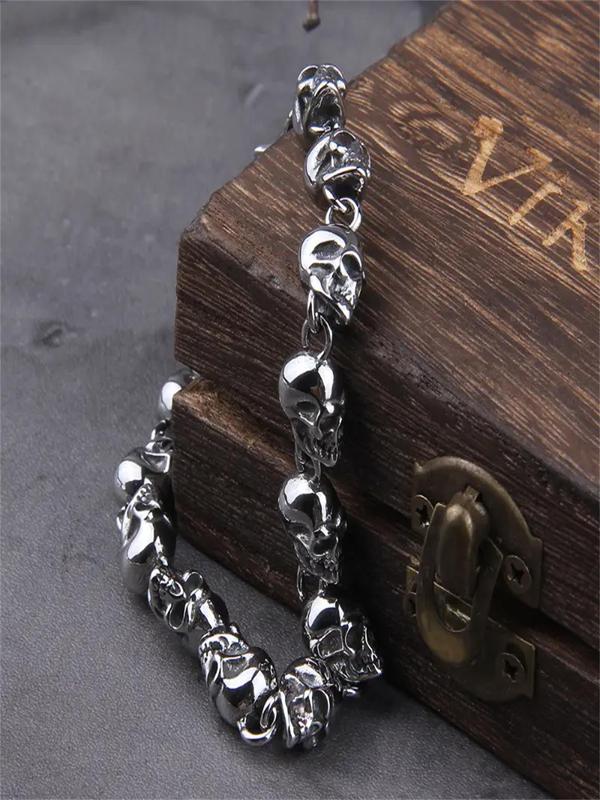 Punk Style Skull Design Bracelet, Fashionable Jewelry for Men & Women, Trendy Accessories for Party and Daily Life