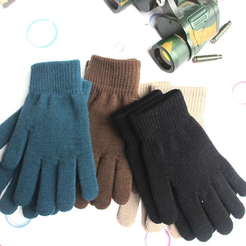 Women Plush Knitted Gloves Autumn Hand Warmer Winter Thicken Lining Full Fingered Mittens Skiing Short Wrist Warm Unisex