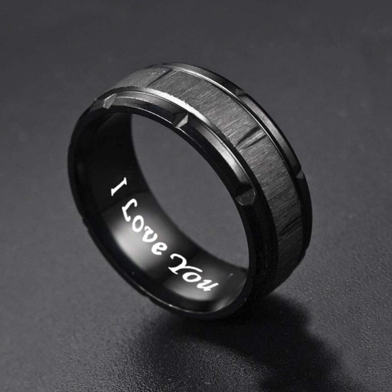 Men's Fashion Stainless Steel Rings, Trendy Engagement Wedding Jewelry, Black Tungsten ring black tungsten