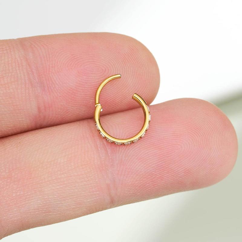 Oufer 20G Square CZ Hinged Segment Nose Ring