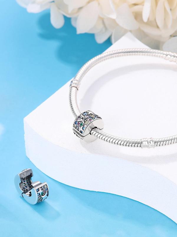 Colorful Sparkle Rhinestone Decorated Clip Charm,  Fit Pandora Bracelet Necklace Bracelets Diy Beads, Fashion Accessories for Women & Girls