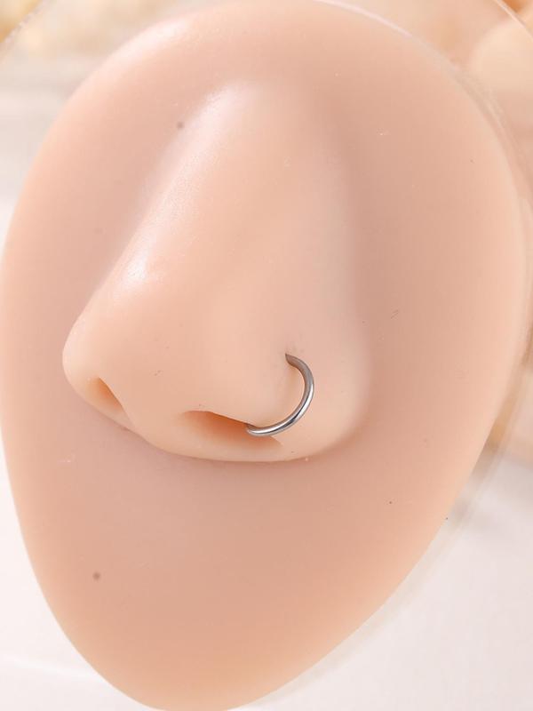 Women's Street Style Minimalist Nose Ring, D Shaped Nose Stud, No Piercing Jewelry for Women & Girls, Fashion Body Jewelry for Party, Daily Clothing Decor, Trendy All-match & Exquisite Jewelry for Birthday Gift