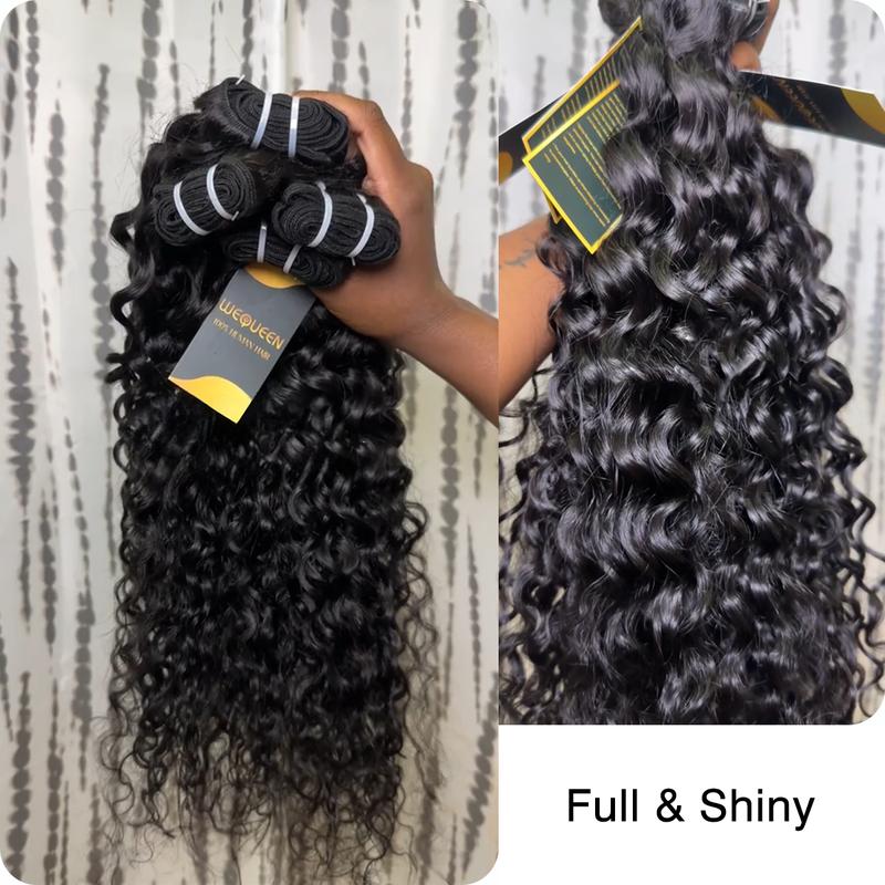 [Wequeen] Water Wave Human Hair Bundles Brazilian 100% Human Hair Budget Friendly 10A Grade Viral Hair Natural Black Color